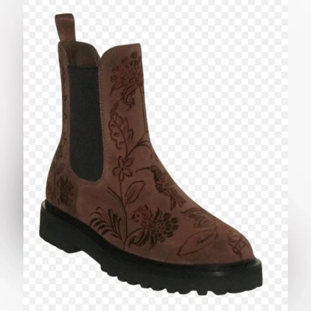JOHNNY WAS SUEDE LEATHER BLUMA EMBROIDERED CHELSEA ANKLE BOOTS, SO STYLISH - Picture 14 of 14